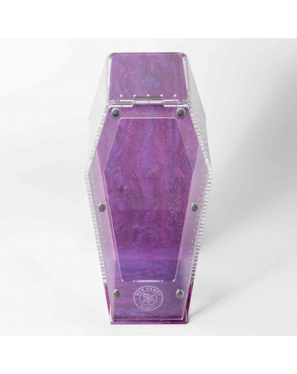 Tarantula Cribs - Coffin med 10'' Tall  10''x5''x5'' Purple Galaxy Web Candy Special