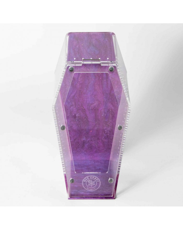 Coffin Crib medium web candy purple-700x879 Tarantula Cribs - Coffin med 10'' Tall 10''x5''x5'' Purple Galaxy Web Candy Special - Image 1