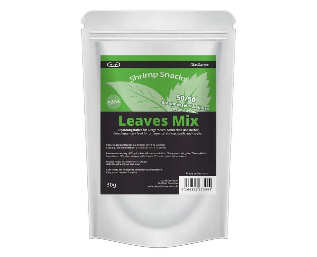 glasgarten-shrimp-snacks-leaves-mix-garnelenfutter-1030x834-1.jpg GlasGarten Shrimp Snacks Leaves Mix 30g - Image 1