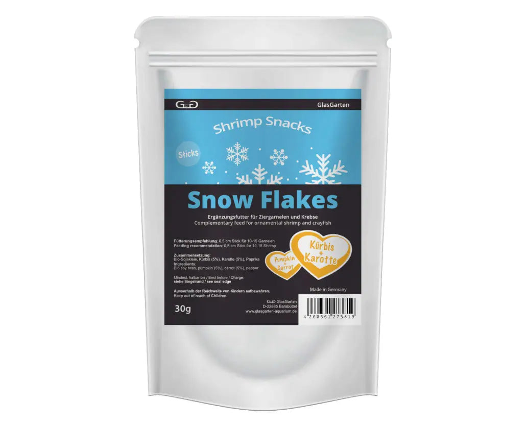 glasgarten-shrimp-snacks-snow-flakes-kuerbis-karotte-garnelenfutter-1030x834-1.jpg GlasGarten Shrimp Snacks Snow Flakes - Pumpkin-Carrot 30g - Image 1