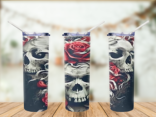 Skull Roses Tumbler - 20oz  Skull Roses Tumbler - 20oz