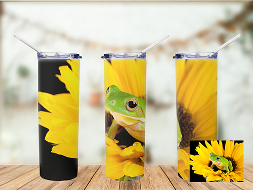 Whites Tree Frog with Sunflower Tumbler- 20oz  Whites Tree Frog with Sunflower Tumbler- 20oz